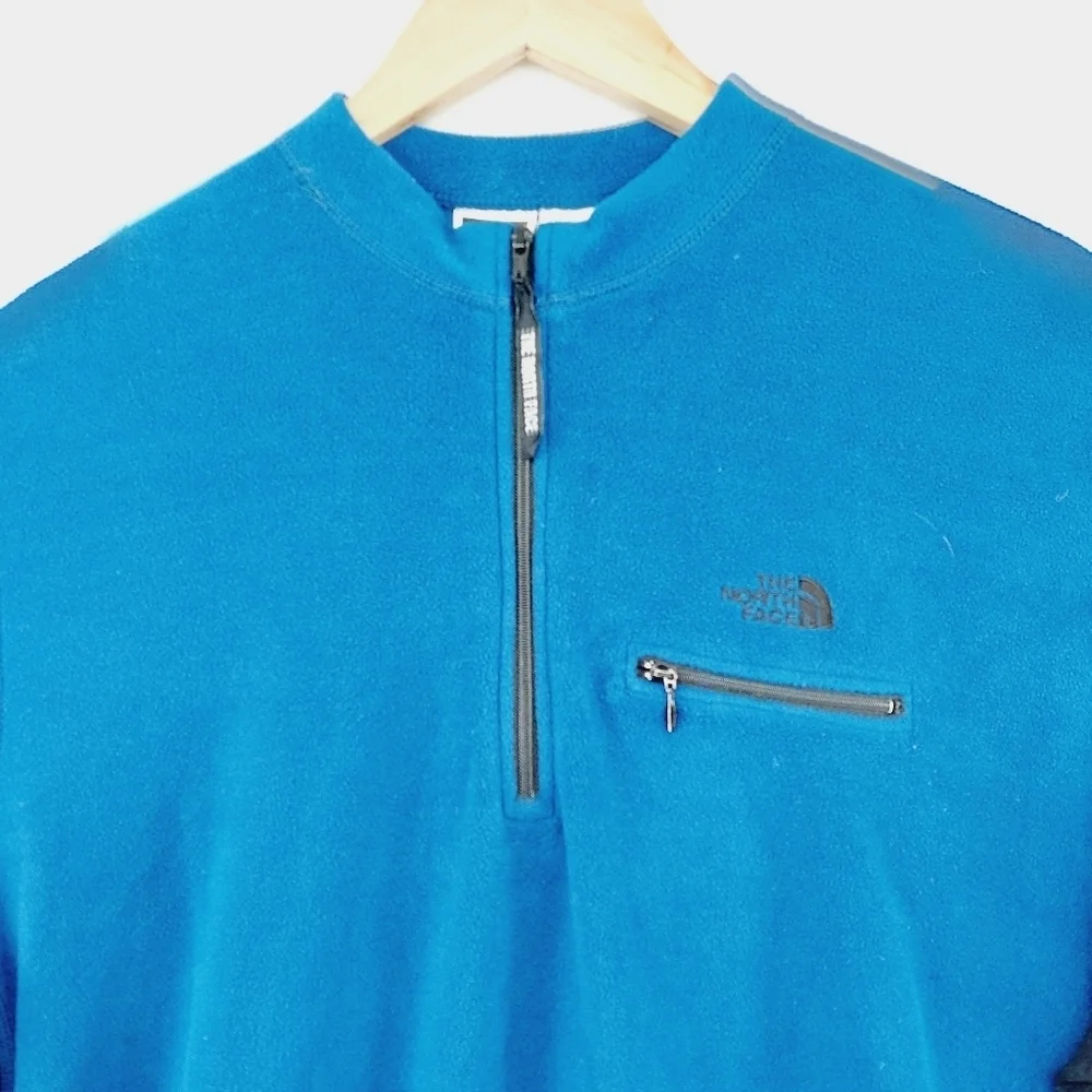 The North Face Blue Black Men's Fleece Warm Hiking Work Sweatshirt Top P1720